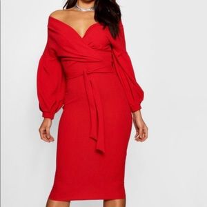 Red wrap dress